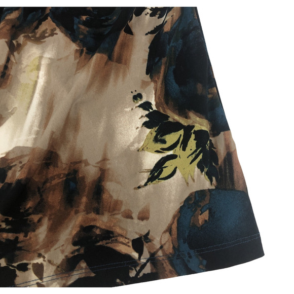 Worthington Women’s Sleeveless Crossover Blouse 1X Stretch Brown Blue Floral Top - Picture 8 of 16